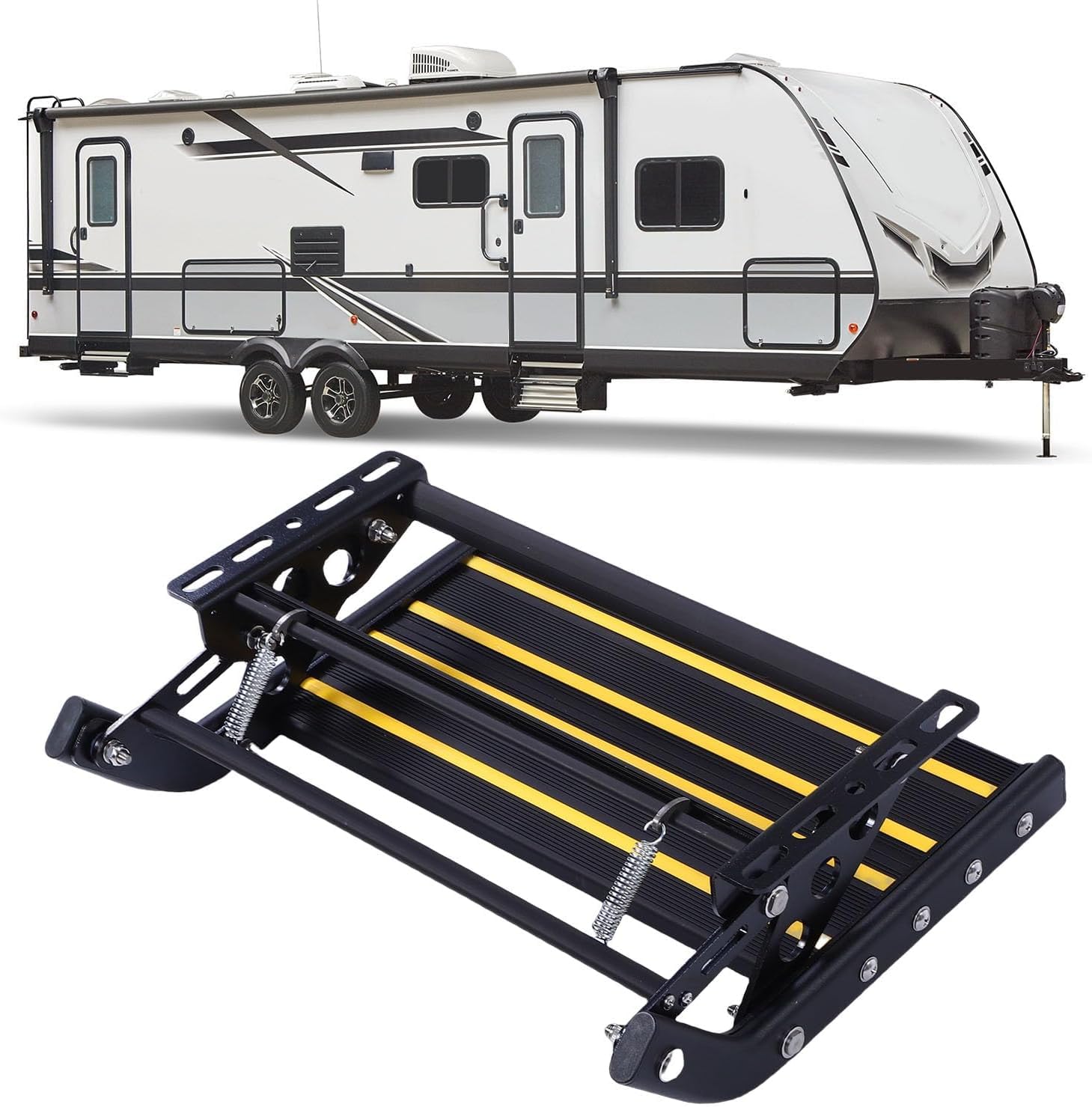 Échelle Pliante Manuelle pour Camping-Car, capacité de 200 kg, Marche Large antidérapante pour fourgonnette, Camping-Car, Caravane