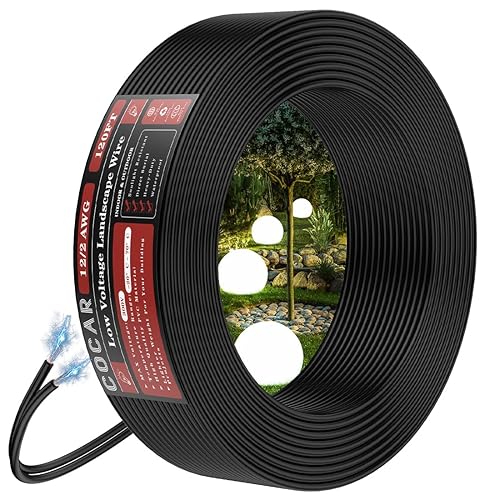 Cocar Alambre de iluminación de paisaje 122 de 120 pies, cable de bajo voltaje, cable de entierro directo de calibre 12, cable de entierro directo