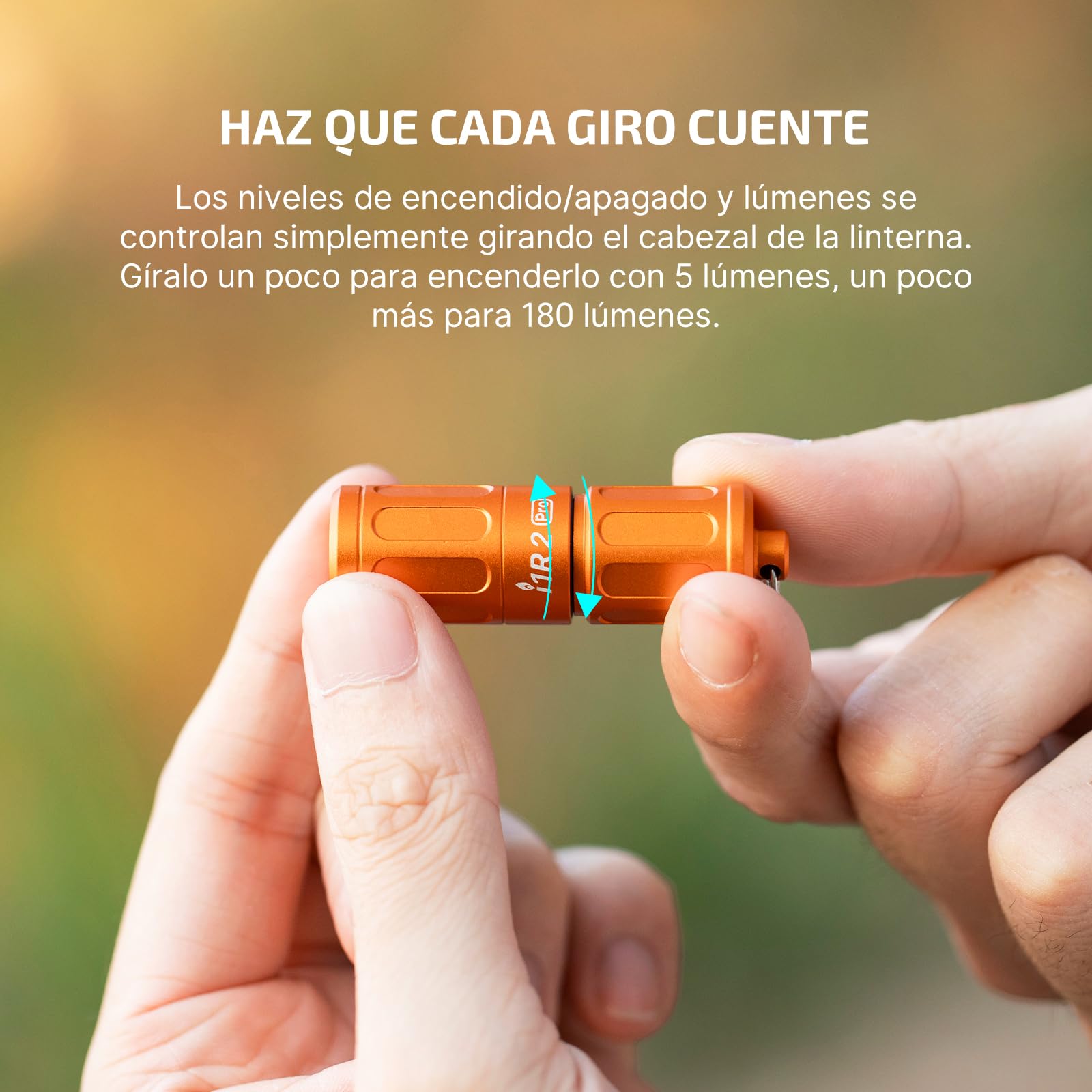 OLIGHT I1R 2 Pro EOS Linterna de Llavero, LED Recargable EDC de 180 Lúmenes, Mini Linterna Solo Peso 22g, Flashlight Pequeña pero Potent 48 m, Niños para Diario Usos y Camino (Cápsula Naranja)