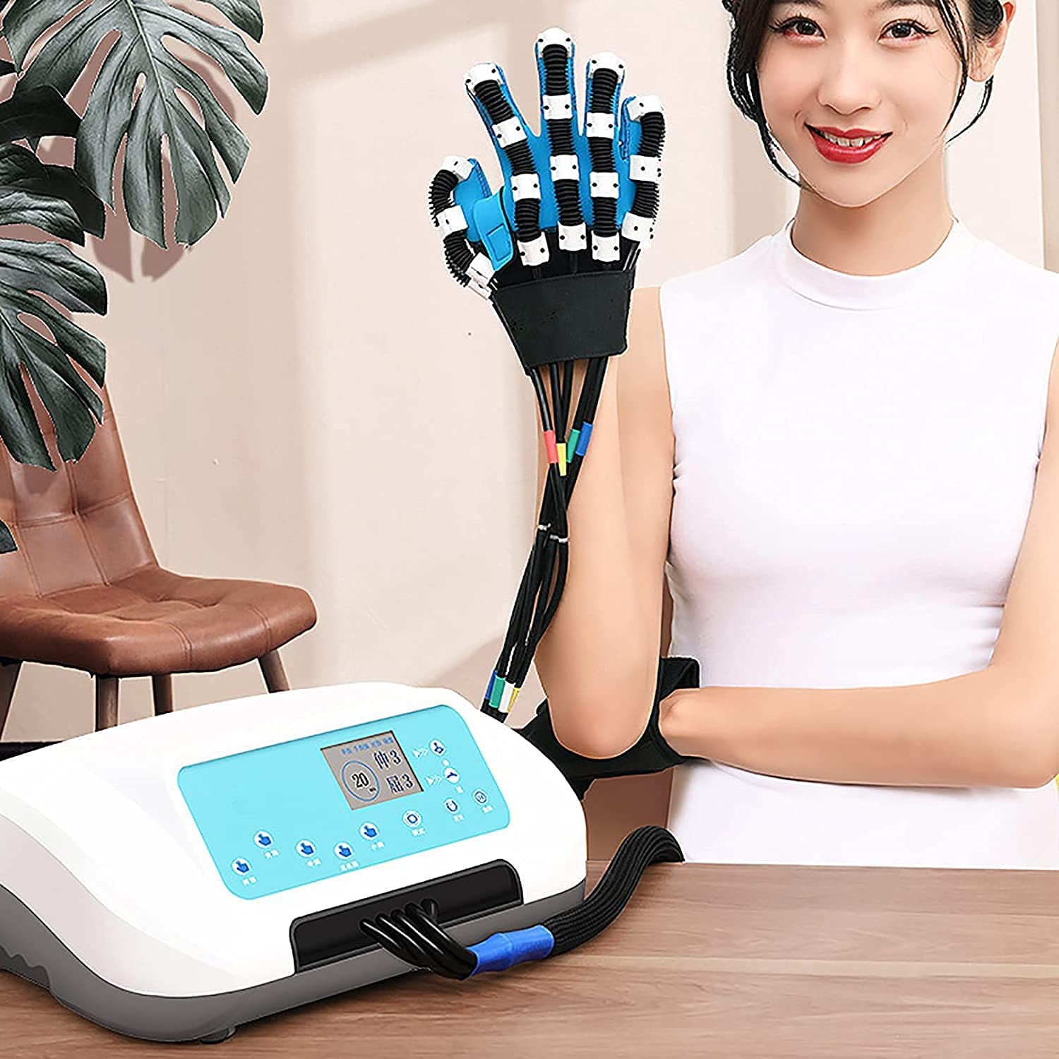 Dispositivo de Entrenamiento de rehabilitación de Dedos Guantes de Robot de rehabilitación, para Entrenar la corrección de flexión de Dedos, Ejercicio de extensión de Dedos F