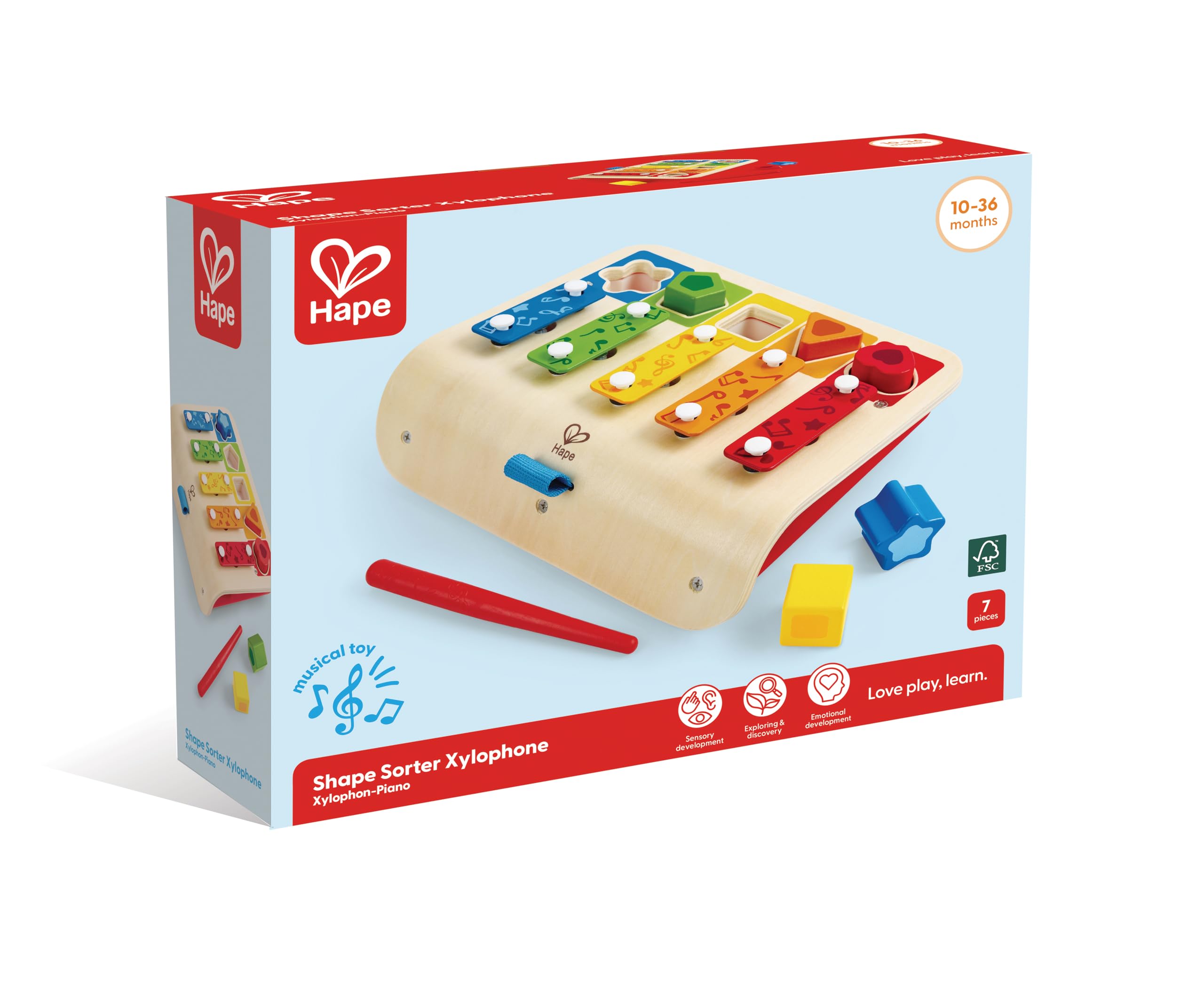 Hape E0606 Rainbow Xylophone - Wooden Musical Instrument