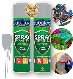 2 Tinta Spray P/Pintar Moveis Metal Plastico Mdf Eucatex (CINZA CLARO)