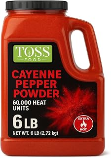 TOSS Extra Hot Cayenne Pepper Powder 60,000 HU Bulk 6LB - Ground Red Spice for Cooking & Animal Repellent