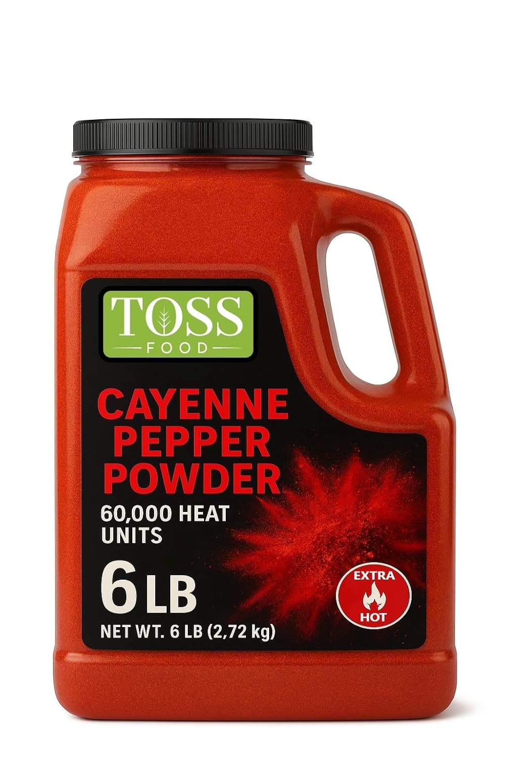 TOSS Extra Hot Cayenne Pepper Powder 60,000 HU Bulk 6LB - Ground Red Spice for Cooking & Animal Repellent