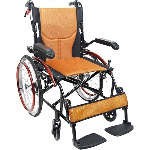 Self-propelled Wheelchairs for Adults, Foldable Wheelchair Lightweight Transport Wheelchiar, Seat Width 18.72”, Foldable Armrests and Footrests, Hold 220LBS