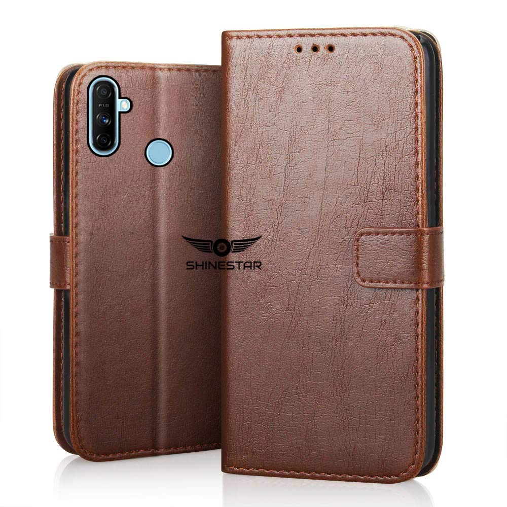 SHINESTAR PU Leather Flip Cover Wallet Phone Case with Inside TPU Shockproof Back Cover Case for Realme Narzo 20A / Narzo 10A - Classic Brown (B08V37RDNG) Amazon Price History, Amazon Price Tracker