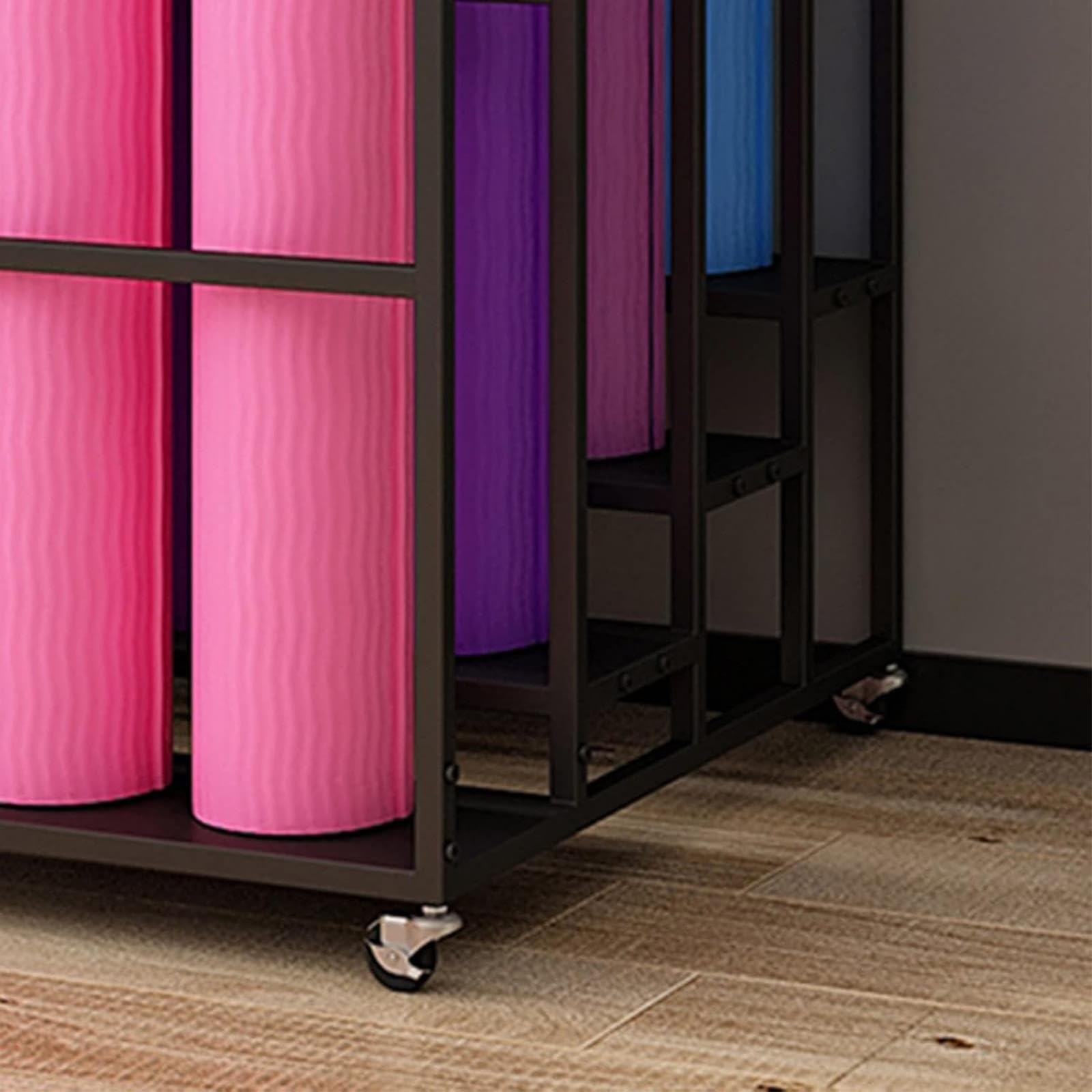 Scaffale portaoggetti per tappetino da yoga, organizer resistente per palestra domestica, supporto mobile per 20 tappetini, soluzione per riporre attrezzature per il fitness
