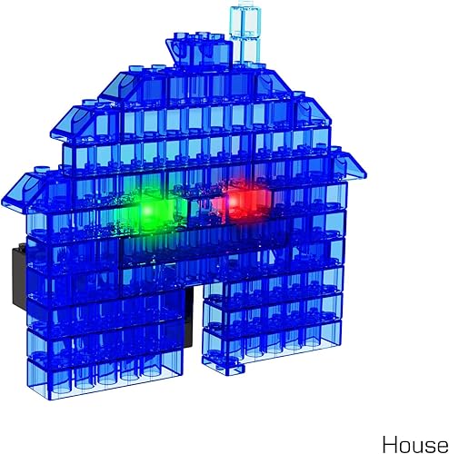 Miniatura 8 de E-Blox 4 en 1 Power Blox Builder STEM Kit (46 piezas), colorido juego de bloques de construcción con luz LED, construir 4 estructuras 3D, gran