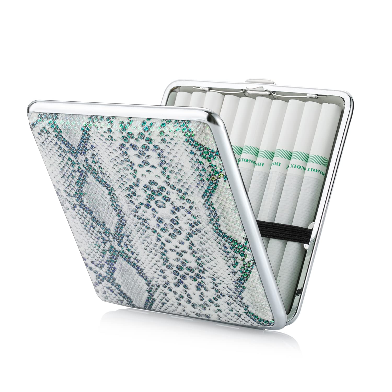 Portasigarette Donna In Metallo Rosa Con Finiture In Pelle - Elegante E Compatto, Contiene Fino A 14 Sigarette - Foto 5