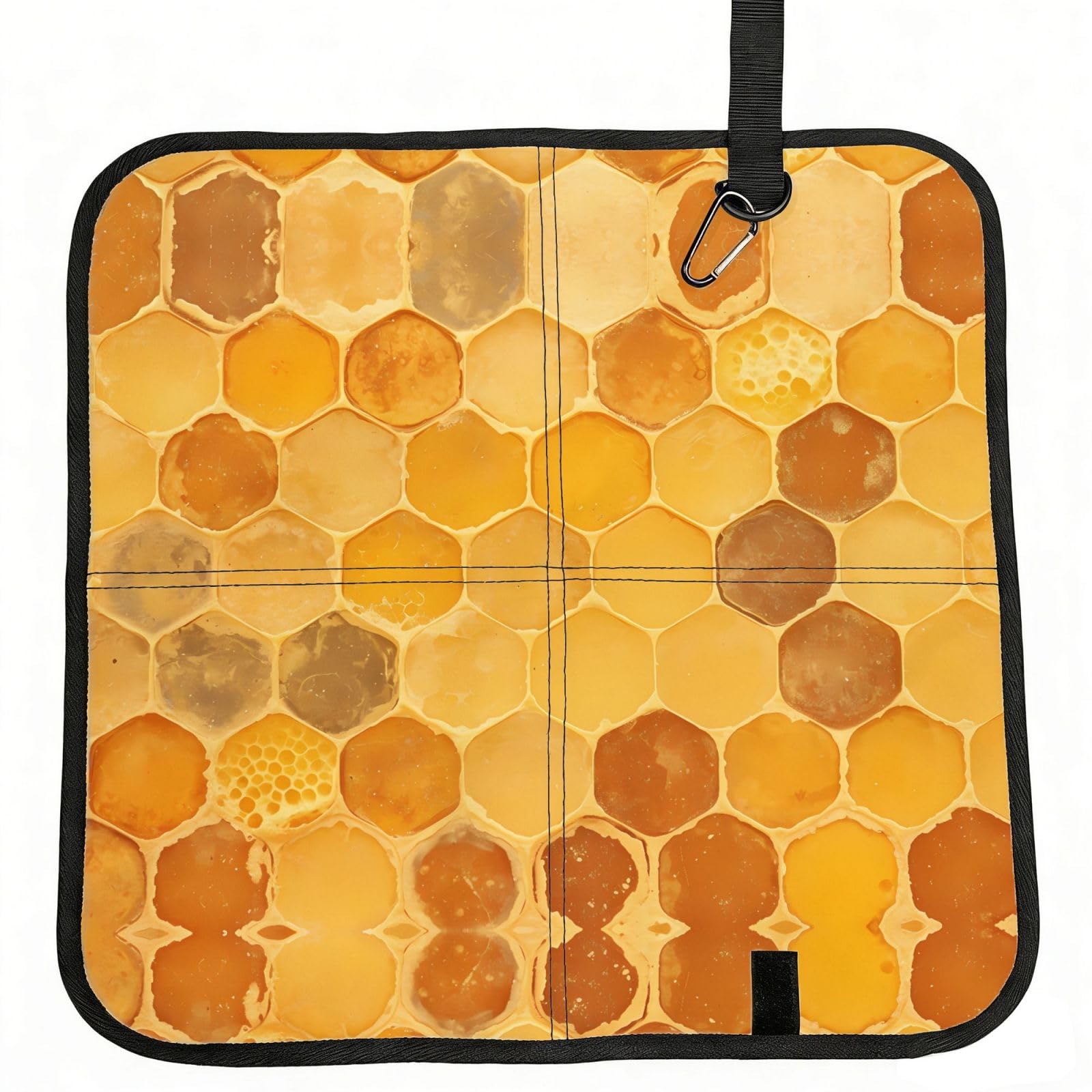 WBQLSL Honeycomb Foldable Seat Cushion - Portable Stadium Pad with Carabiner for Camping Hiking Picnic Beach