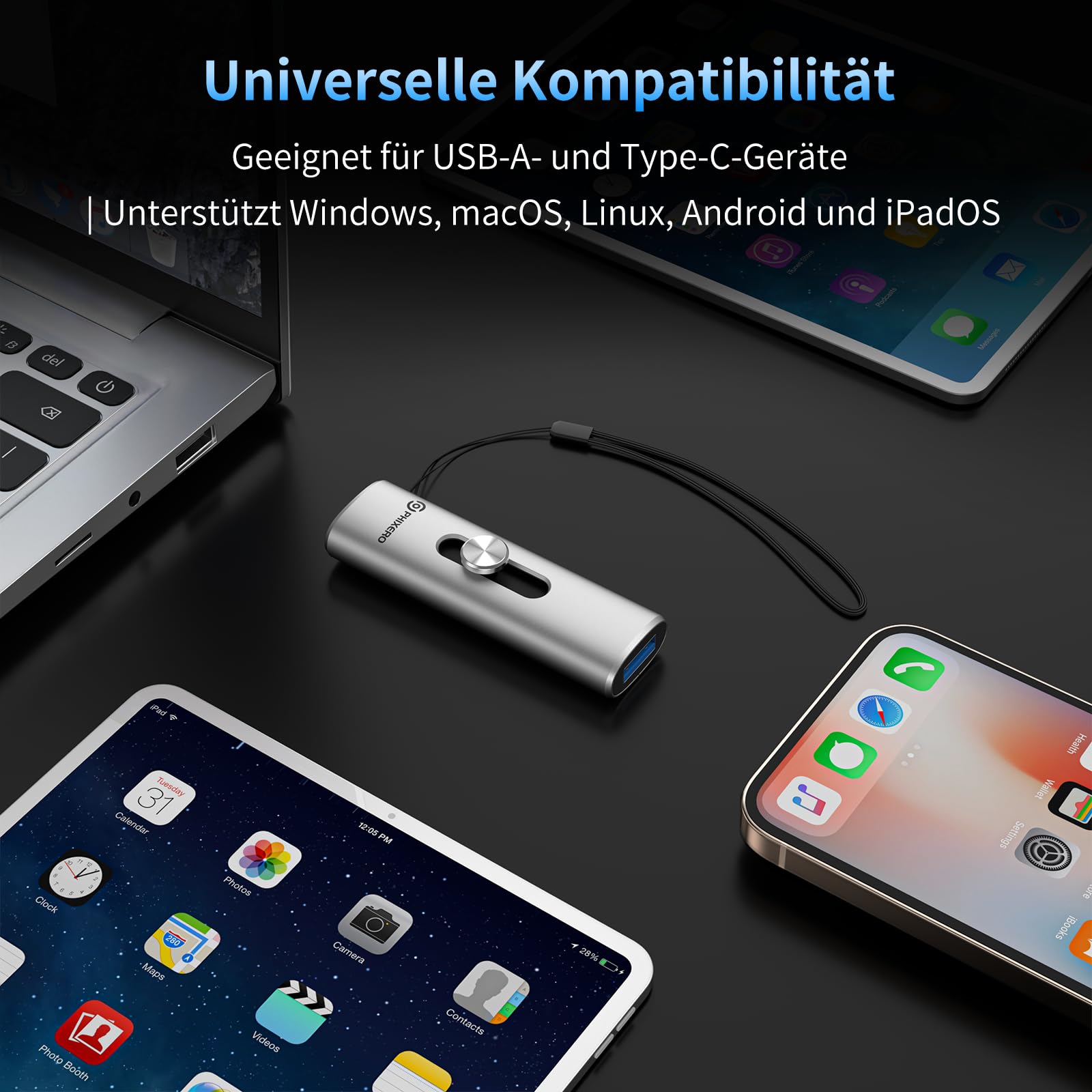 PHIXERO SSD externe 1 To, 1100 Mo/s, USB C Portable SSD pour iPhone 16/ordinateur portable/Mac
