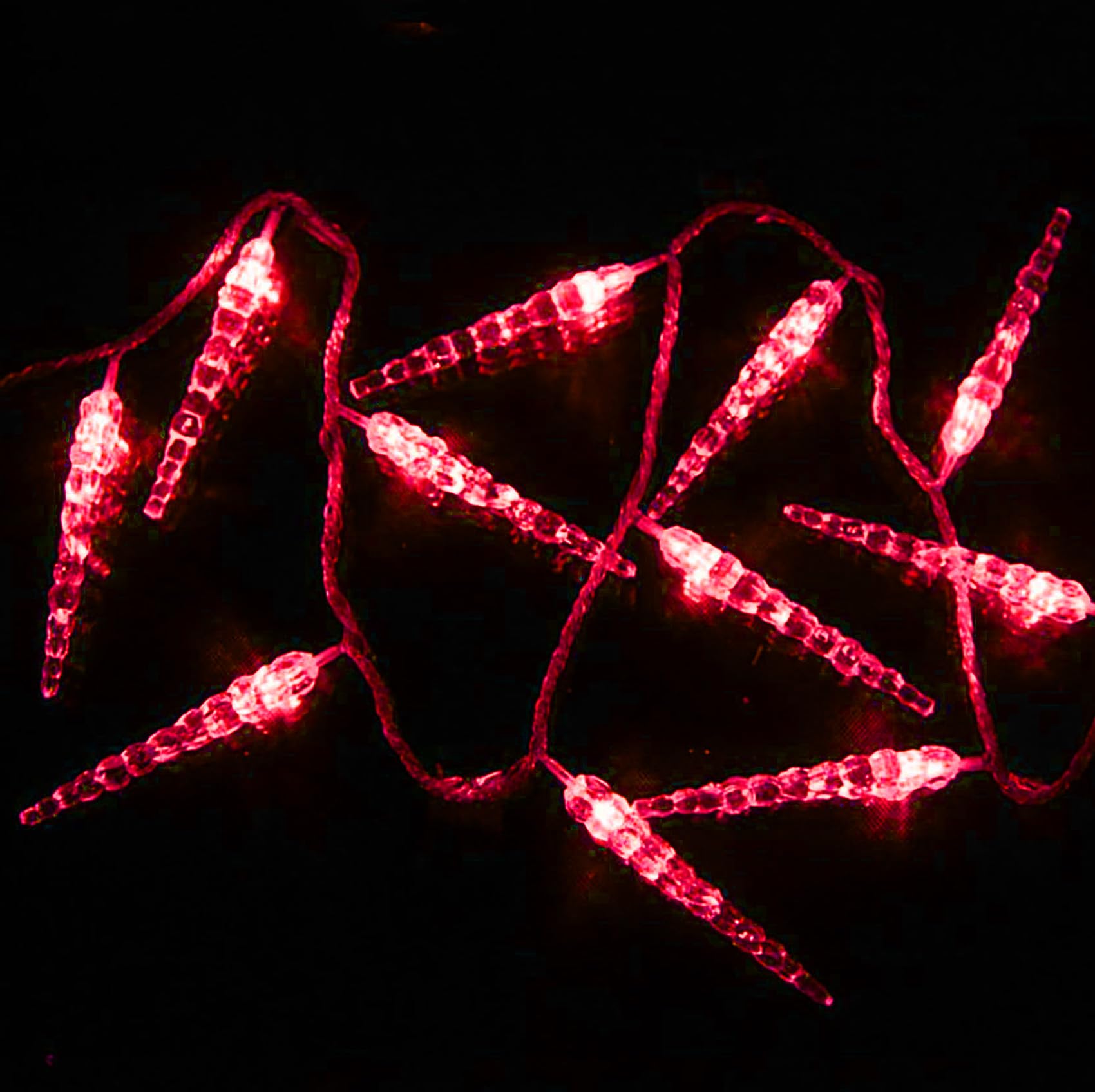 Guirlande lumineuse LED stalactites, 10 m / 100 LED, rideau lumineux électrique en acrylique cristal avec câble d'alimentation (rouge)