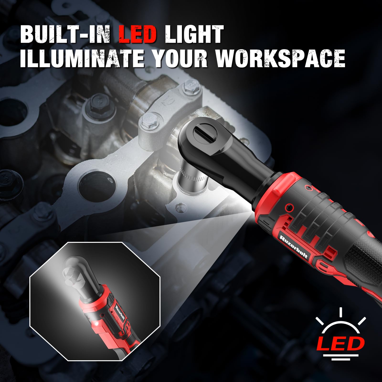 Cordless Electric Ratchet Wrench - 88 ft-lbs Torque -5