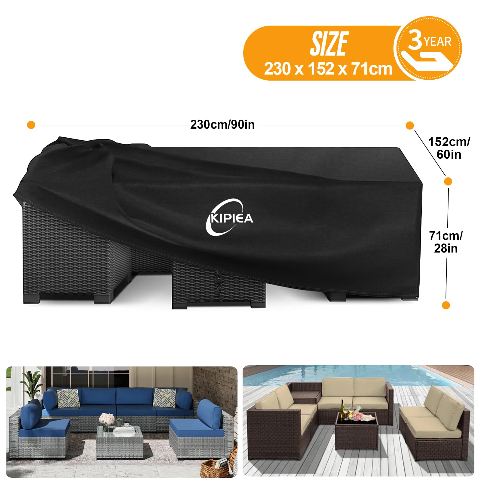 Kipiea Outdoor Garden Furniture Covers Waterproof, Garden Table Covers - Image 2