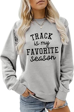 Track is my Favorite Season Sweatshirt Track Lovers Gift Shirt Women Long Sleeve Crewneck Pullover Tops Game Day Shirt