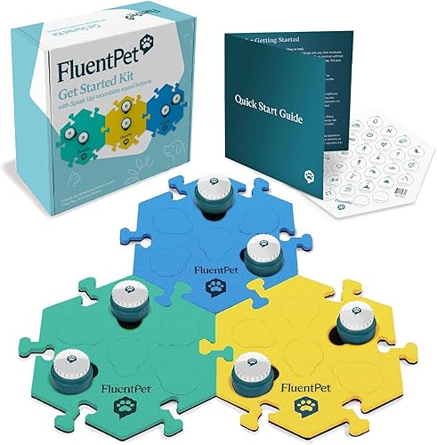 FluentPet Kit de inicio con sonido más claro orientado hacia arriba 6 botones grabables con baterías preinstaladas y 3 alfombrillas de botón