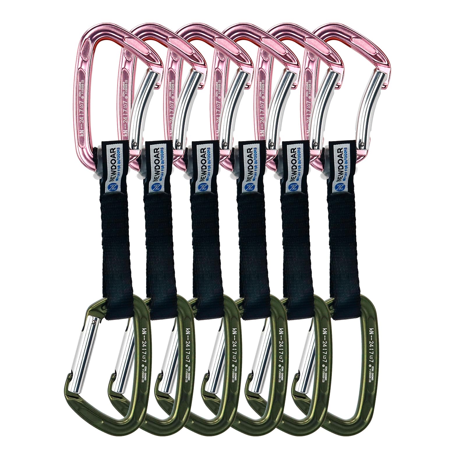 NewDoar Ultralekka aluminiowa brama Quickdraws Straight Bent Gate 2-pak, lekki zestaw Quickdraw do wspinaczki skałkowej z nosem kluczowym do sprzętu wspinaczkowego do profesjonalnego sportu i