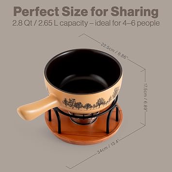 Swissmar Jura Ceramic Cheese Fondue Set, 9-Piece, 2.65 Liter, White Color