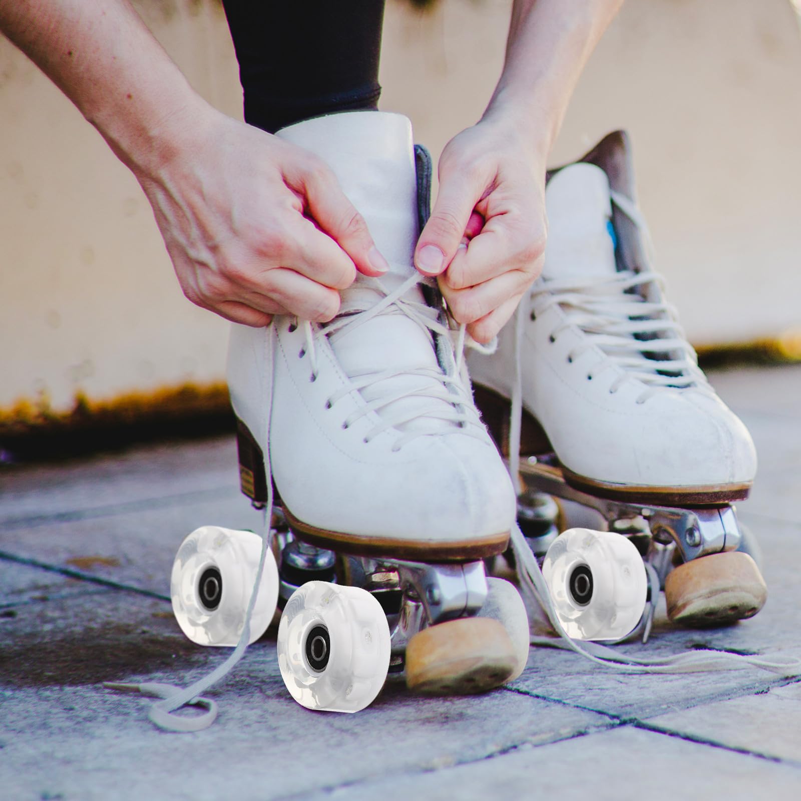 Ruedas para Patines de Hielo Luces, Juego Doble de 6 Unidades Pu