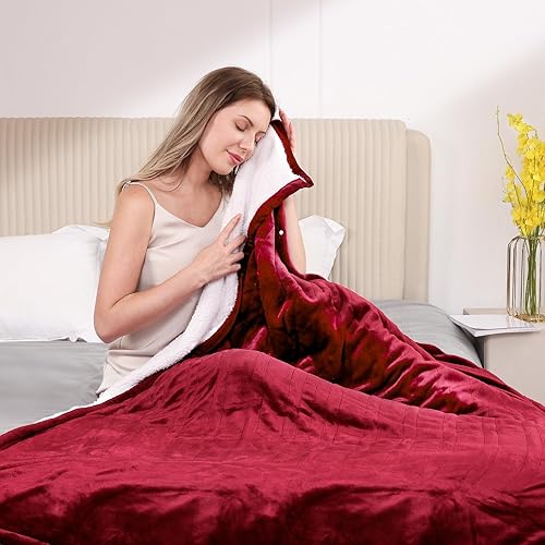 Miniatura 8 de Manta térmica eléctrica de 50 x 60 pulgadas, manta de franela suave con 4 niveles de calefacción y 4 horas de apagado automático, lavable a máquina
