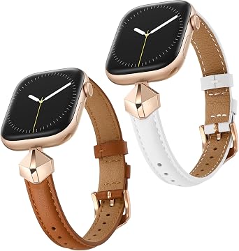 WFEAGL Leather Band Compatible with Apple Watch Bands Women 38mm 40mm 41mm 42mmSeries 11/10,Dressy Slim Grain Genuine Leather band for iWatch SE Series 11/10/9/8/7/6/5/4/3/2/1