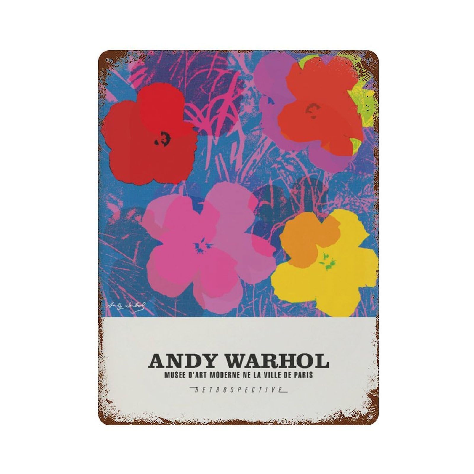 xiaoxiaoshen Andy Warhol Flower Exhibition Vintage Pop Wall Decor Art Metal Tin Poster Modern Home Decor Art Home Bar Shop Decorations Vintage Sign 40x30cm
