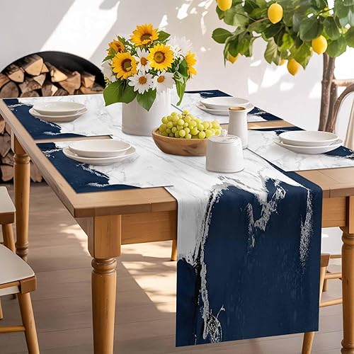 Miniatura 7 de Juego de 6 manteles individuales de tela de arpillera tejida lavable para mesa de comedor cuadrada/rectangular/redonda/ovalada, estético, blanco,