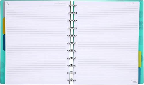 Vista 435 de Talia - Agenda personalizable con aros, (Fireworks Deep Lake, con discos Deep Lake, tamaño mediano (7.5 x 9.75 pulgadas).