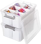 Citylife 16L Boîtes de rangement en plastique avec 6 Inserts amovibles Boîte de rangement claire avec des contenants de stockage empilables polyvalents pour l'organisation du crayon, outil, artisanat
