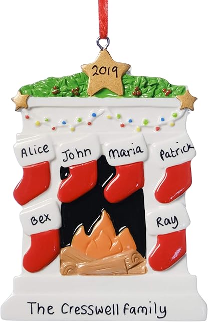 Alphabet barn Personalised Fireplace Christmas Decoration Xmas Gift Idea Family Keepsake 2 3 4 5 6 Names 9cm (6 stockings)
