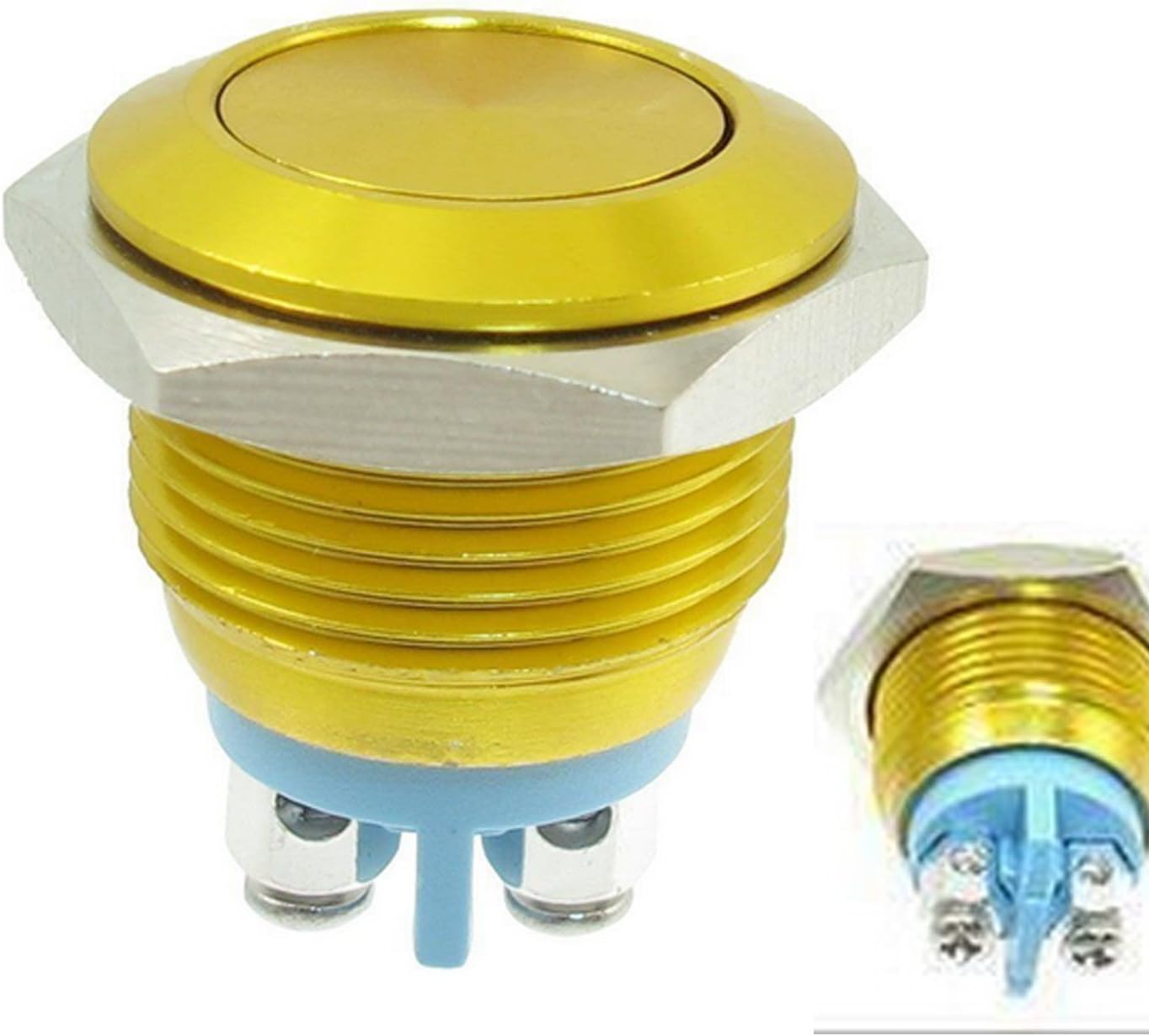 Gold 16mm Anti-Vandal Momentary Stainless Steel Metal Push Switch For Box Mods