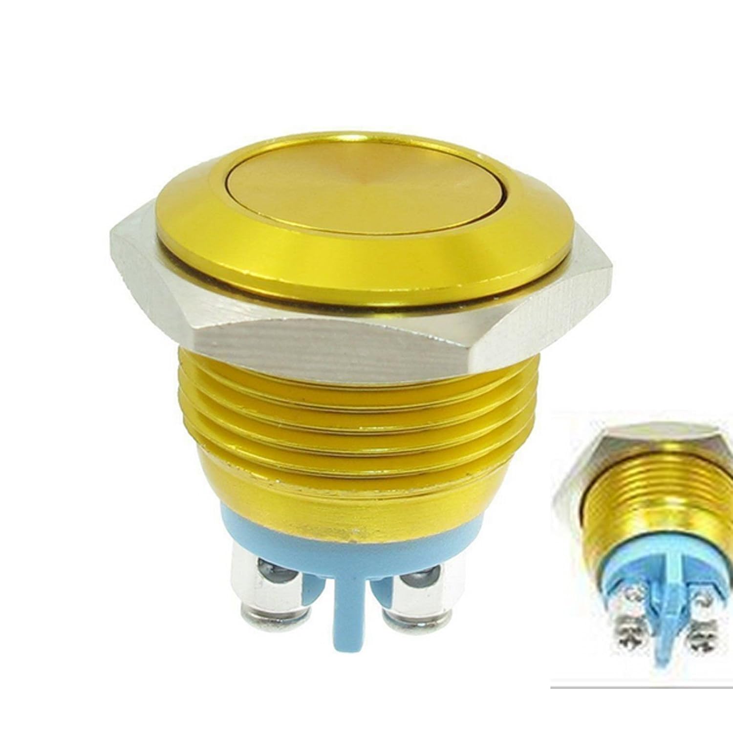 Gold 16mm AntiVandal Momentary Stainless Steel Metal Push Switch For