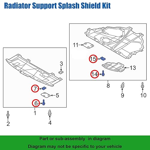 Miniatura 4 de OAUTOO 10 juegos Fender Liner Cubierta de parachoques Tornillo protector contra salpicaduras y tuerca en U para Mazda B455-56-135, 9CF6-00-516B