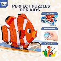 Vista 3 de TOY Life Rompecabezas de madera para niños pequeños de 2 a 4 años, rompecabezas de animales marinos para niños pequeños de 1 a 3, rompecabezas