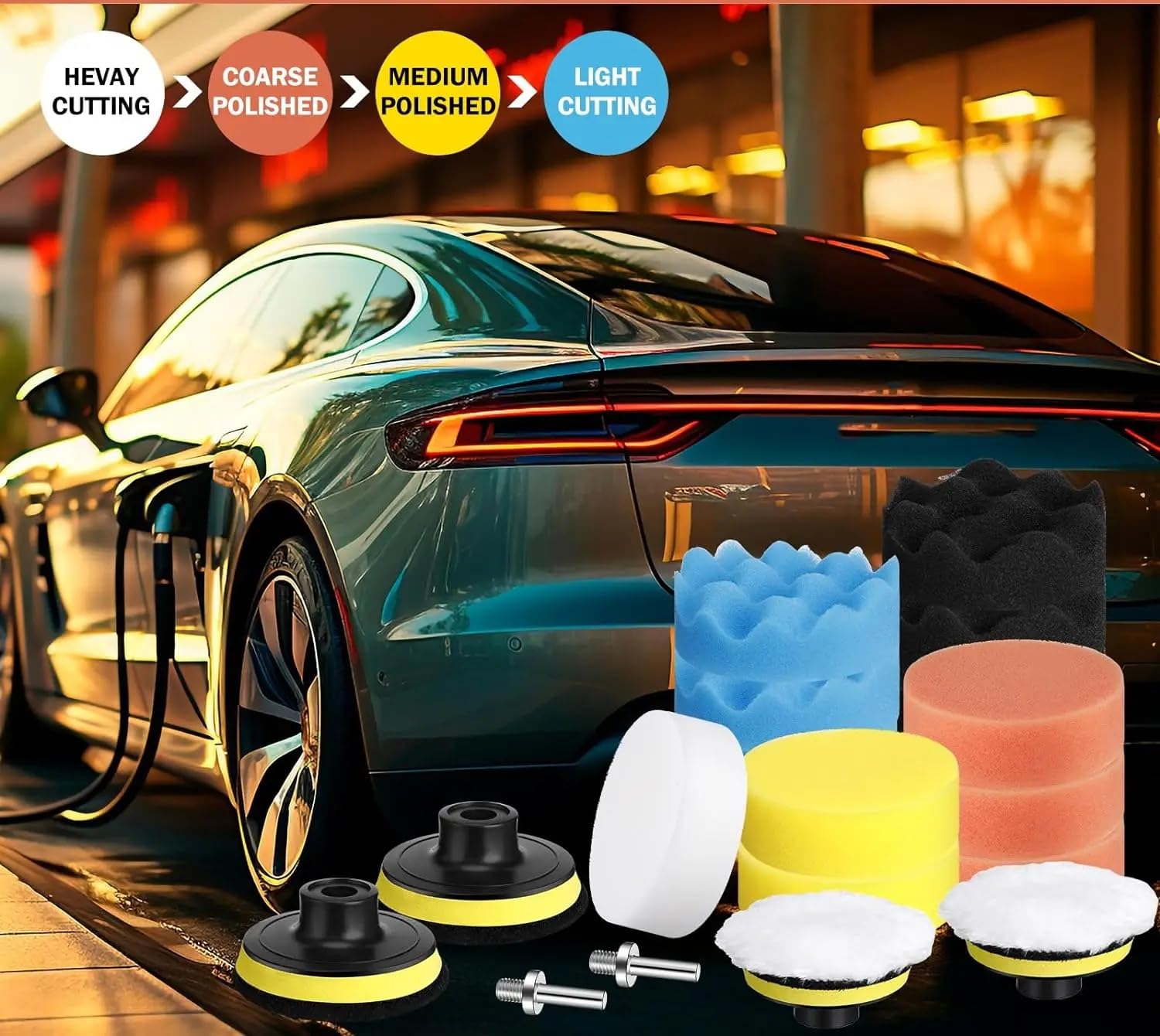 Kit De Almohadillas De Pulido Para Coche, Kit De Almohadillas De Pulido De 3 Pulgadas, Almohadillas De Pulido Y Pulido, Almohadillas De Cera Para Coche, 66 Uds.