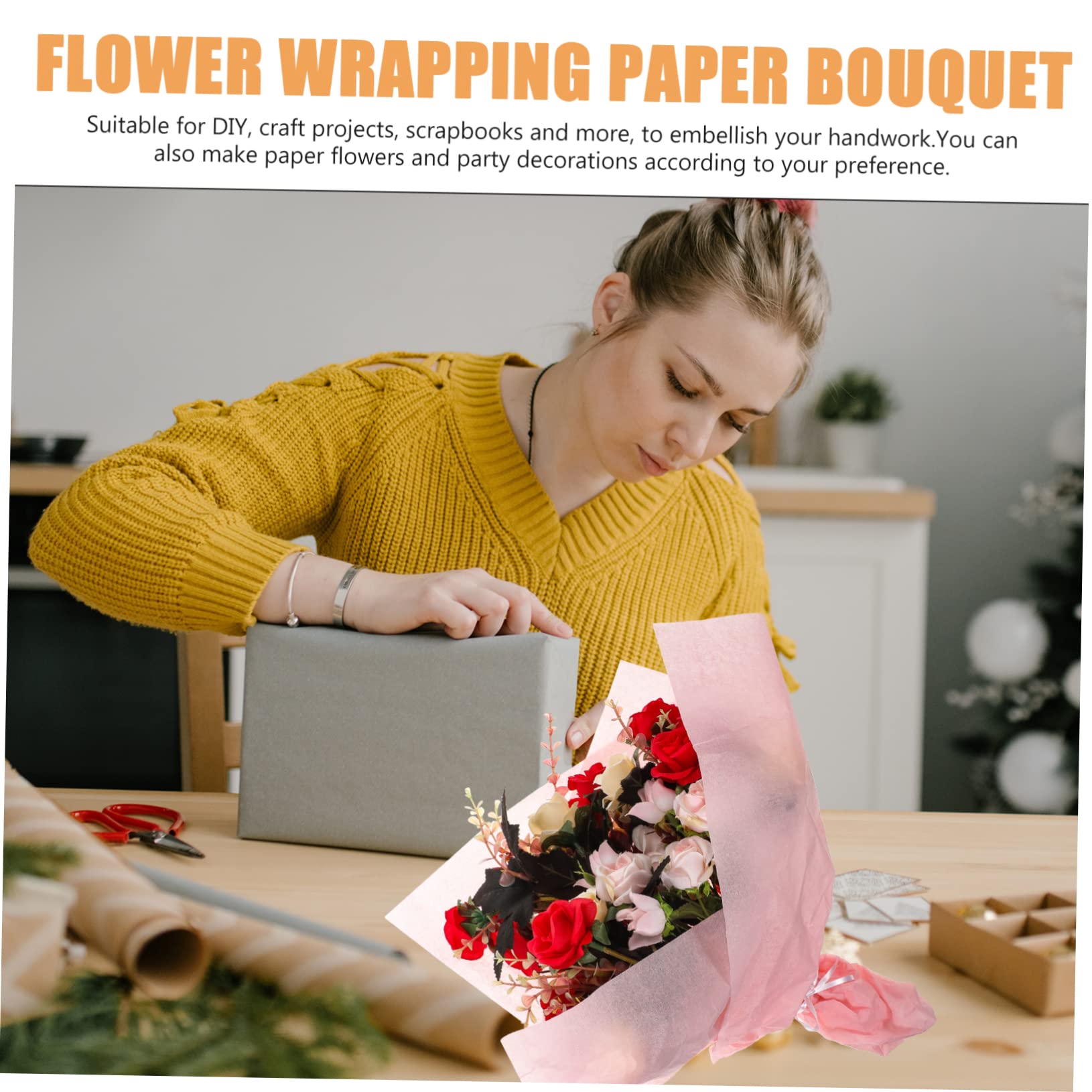 Papier D’emballage Rose pour Fleurs, 120 Feuilles, Papier | Matériel de Bouquet, Motifs Floraux, Usage Fêtes et Scrapbooks, Format Pratique pour Confection