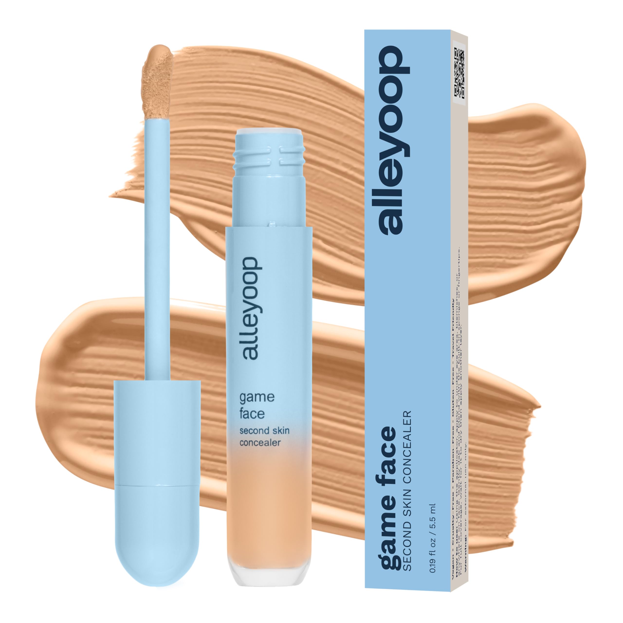 Alleyoop Game Face Makeup Concealer - Lightweight, Buildable Under Eye Concealer for Dark Circles, Hydrating Cream Formula for Women with Aloe Stem