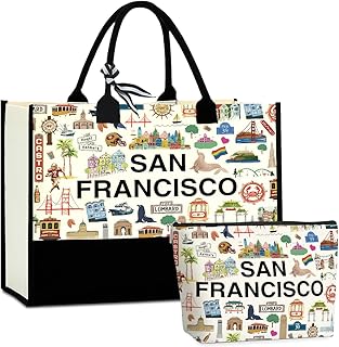 Boston Dallas Washington DC San Francisco Los Angeles China Travel Tote Bag Makeup Bag Set