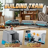 Vista 4 de Train Building Block Set, Freight Cargo Internal Combustion Locomotive Model Building Toys, Gift for Kids Age 8+/Adult