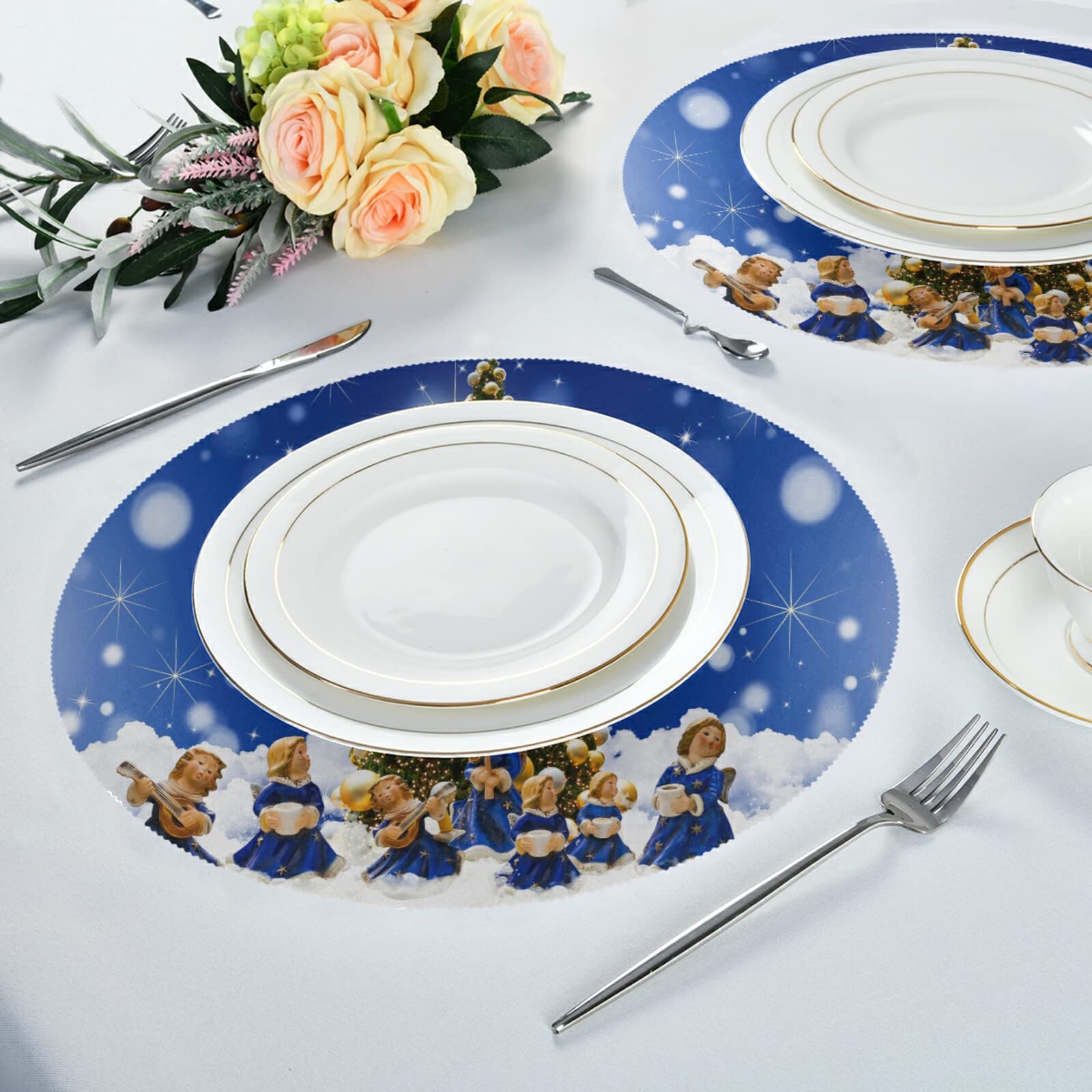 CHAOCHI Lot De 6 Sets De Table PVC Antidérapants Lavables Résistants à La Chaleur 45x30cm - Gris + Argenté - Protection Table Cuisine Restaurant