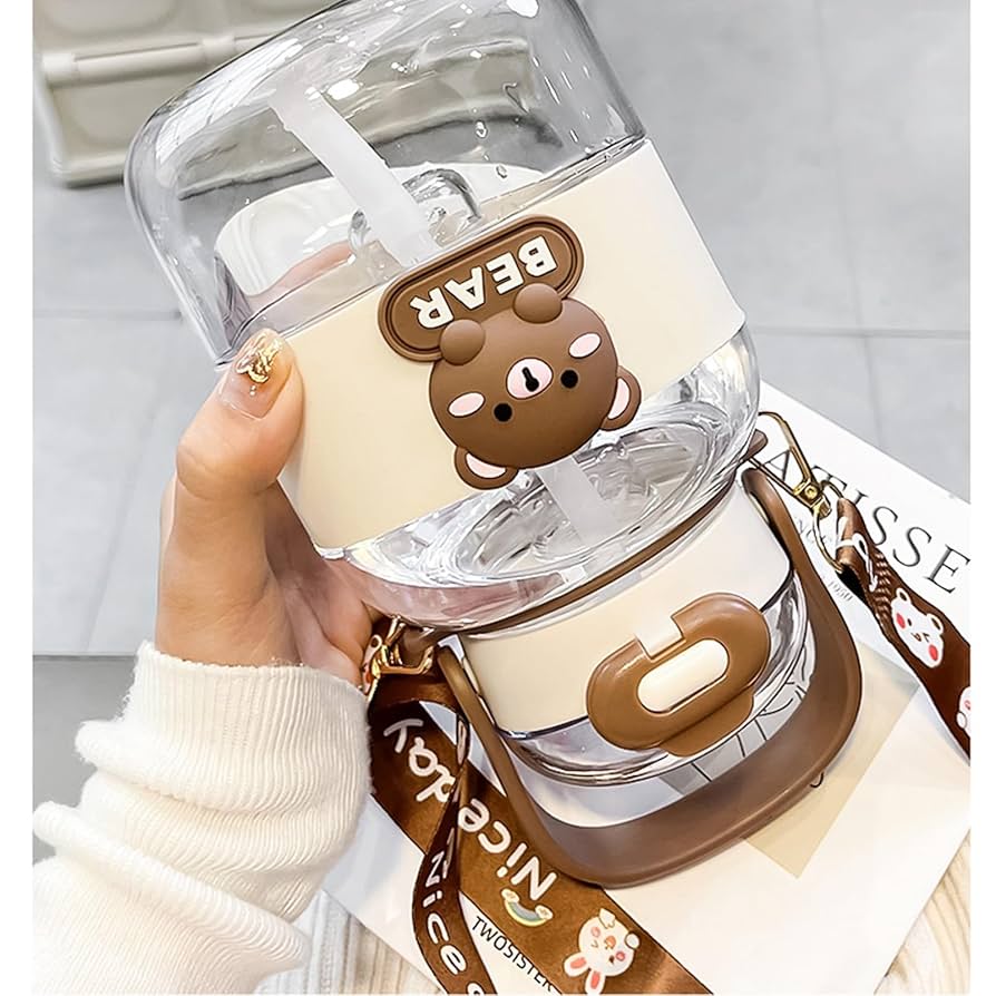 Amazon｜1.3L ウォーターボトル クマちゃん 可愛い水筒 ストロー