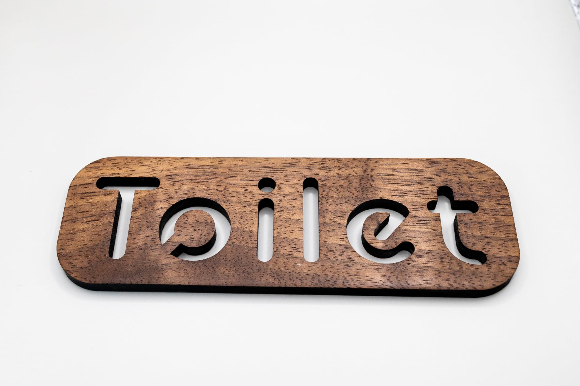 SIGN Modern Wooden The Loo Door Sign, Walnut, Maple And Black Finishes, 14.5 X 14 Cm, Wall-Mounted With Adhesive Tabs (Walnut - View #11