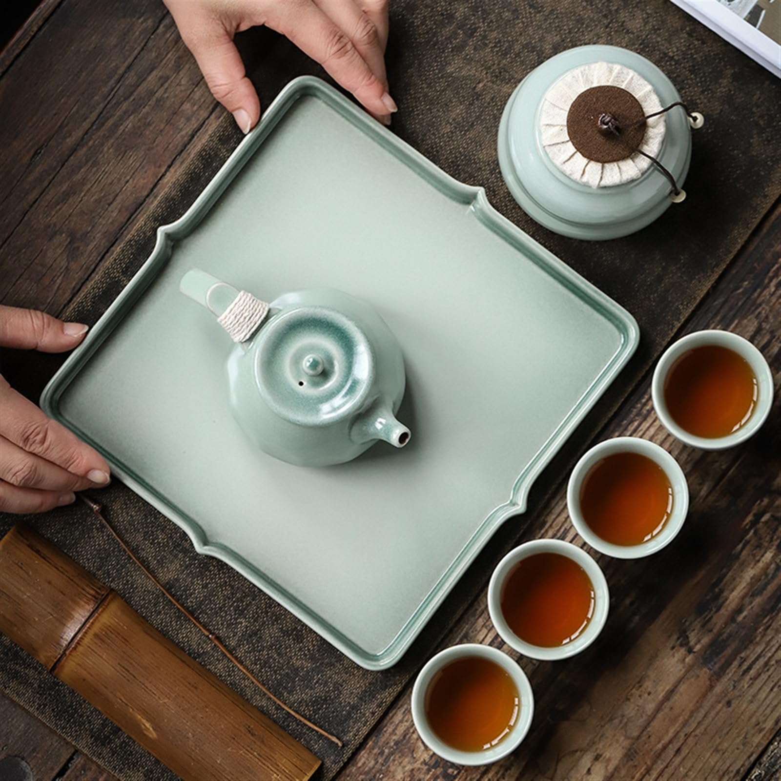 Gongfu zestaw do herbaty ceramiczna czworoboczna taca do herbaty domowy zestaw do herbaty Kung Fu sucha bańka mały stolik do herbaty chiński zestaw do herbaty sucha taca na bańki taca na herbatę do