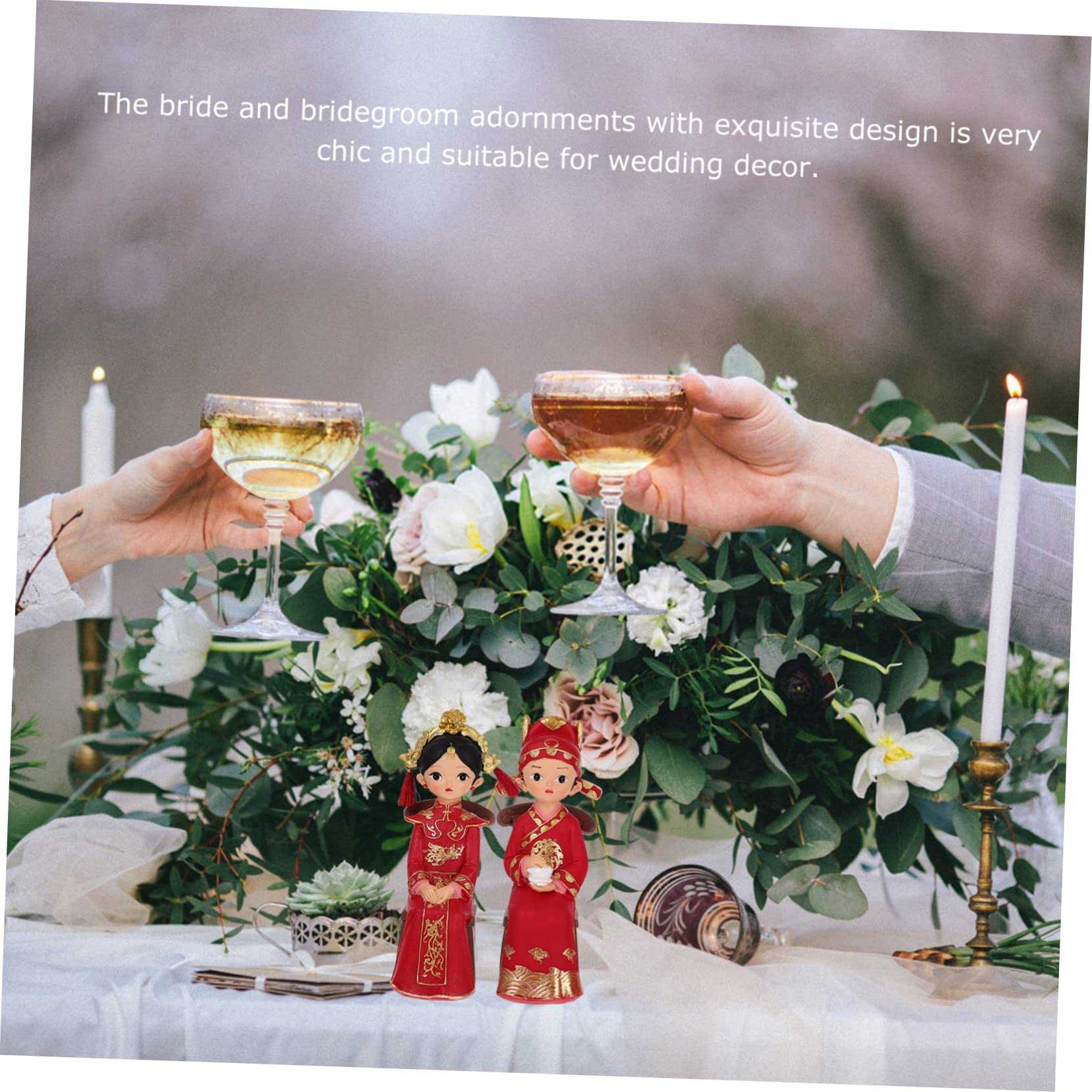 TOPBATHY 4 Juegos Adornos de Boda de Novio decoración para el hogar - Decoración de Mesa - Decoración de figuritas de Novios Chinos Boda Novia Novio estatuas