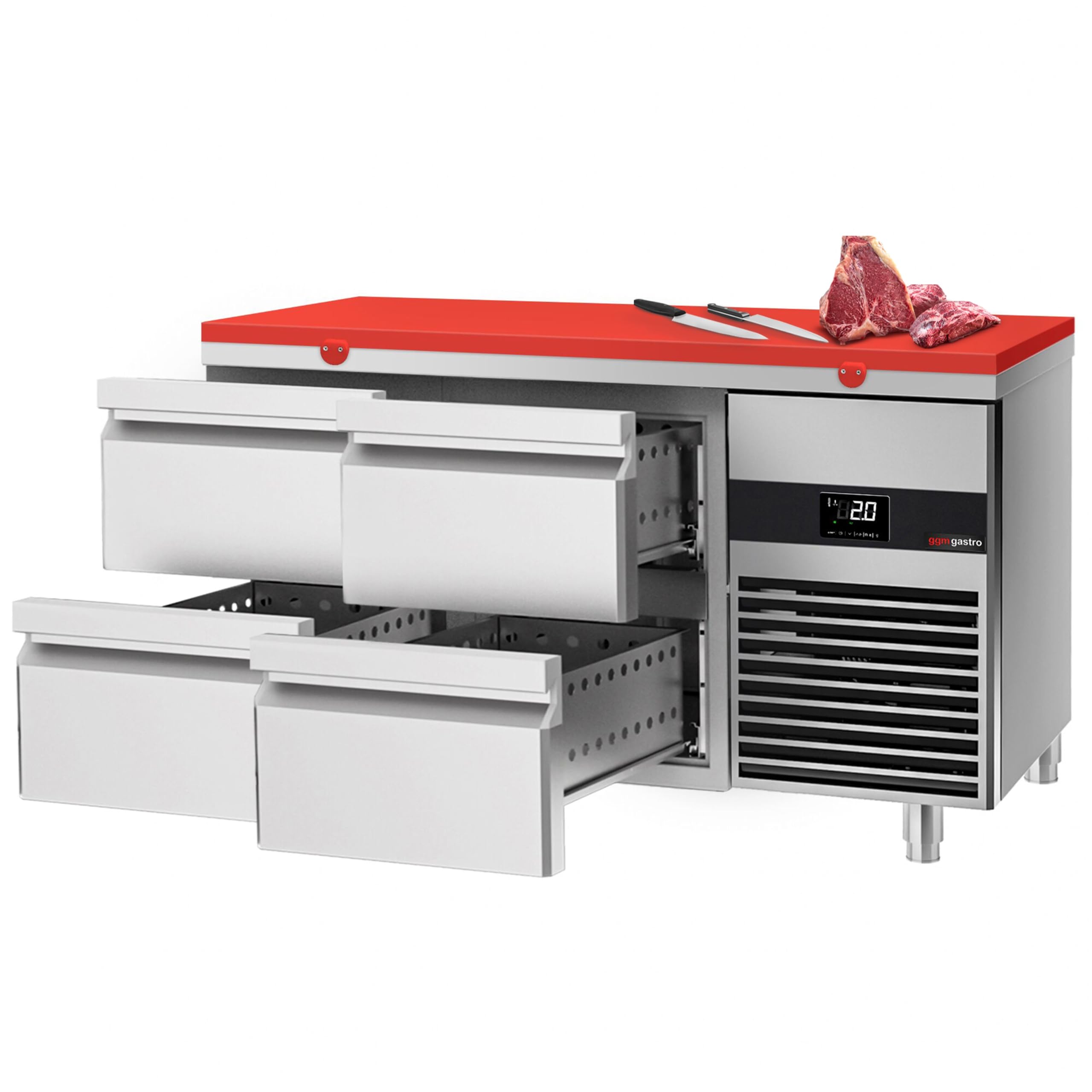 GGM Gastro Kühltisch Premium 1400x700mm mit 4 Schubladen