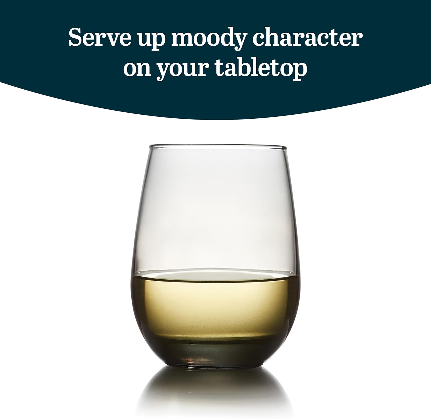 Libbey 231SM Stemless Wine Glasses Set of 12, Moonstone Grey, Restaurant Quality Red and White Wine Glasses, Drinking Glasses Set for Large Gatherings