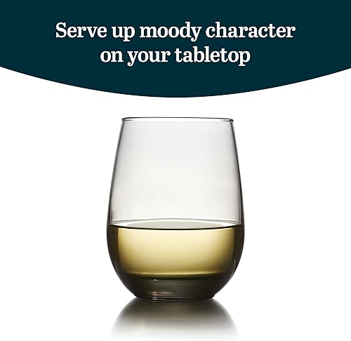 Vista 4 de Libbey 231SM - Juego de 12 copas de vino sin tallo, color gris piedra lunar, copas de vino tinto y blanco de calidad de restaurante, juego de vasos