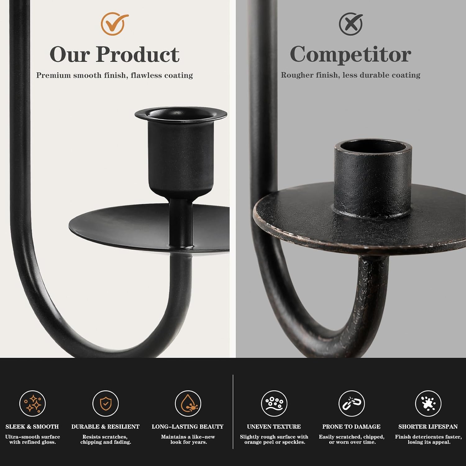 Metal Wall Candle Sconce Holder Set of 2 Black