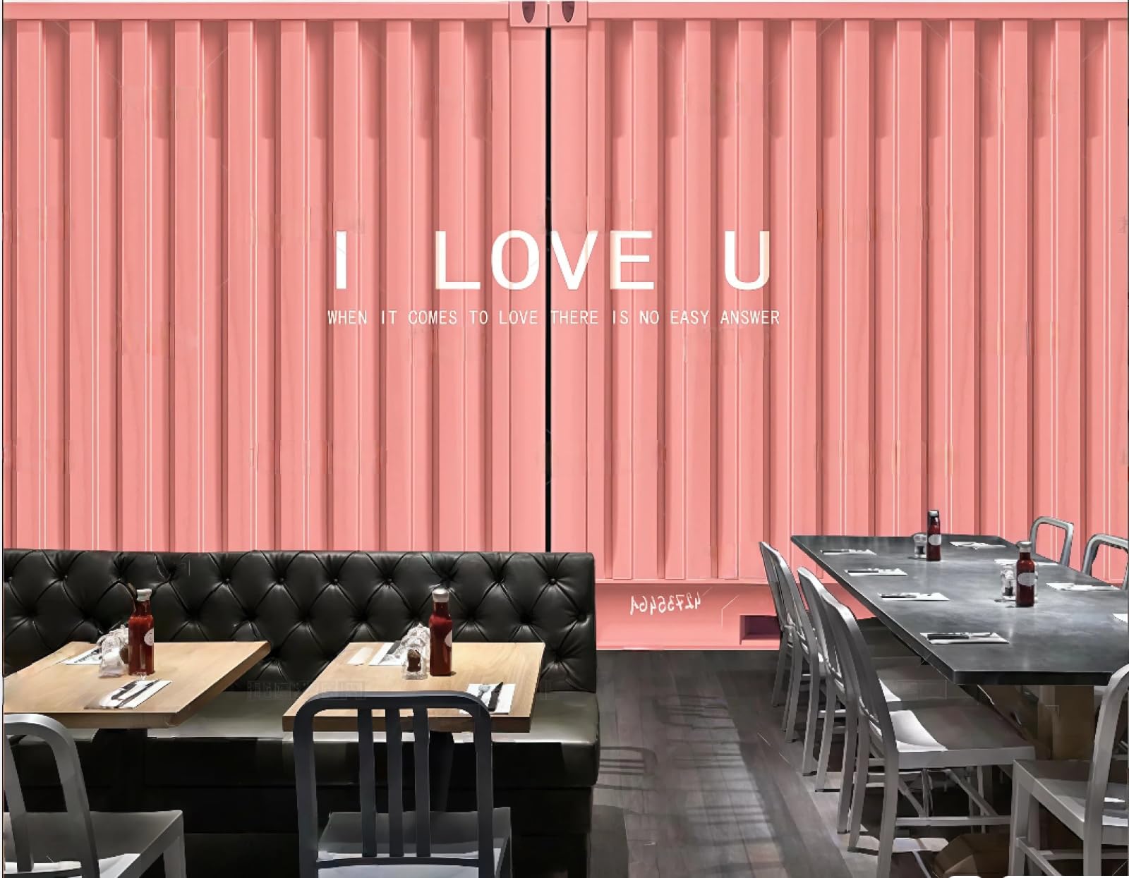 Xdoubao 3D Wallpaper Retro Nostalgic Orange Container Iron Sheet Personalized Bar Dessert Coffee Shop Background Mural Western Restaurant Wallpaper,,350X245cm