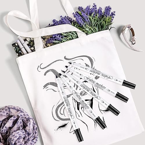 Miniatura 8 de Tinlade Marcadores de tela para ropa, marcadores de pintura de tela, kit de bolígrafos permanentes de doble tela, sin sangrar, bolígrafos de tela de